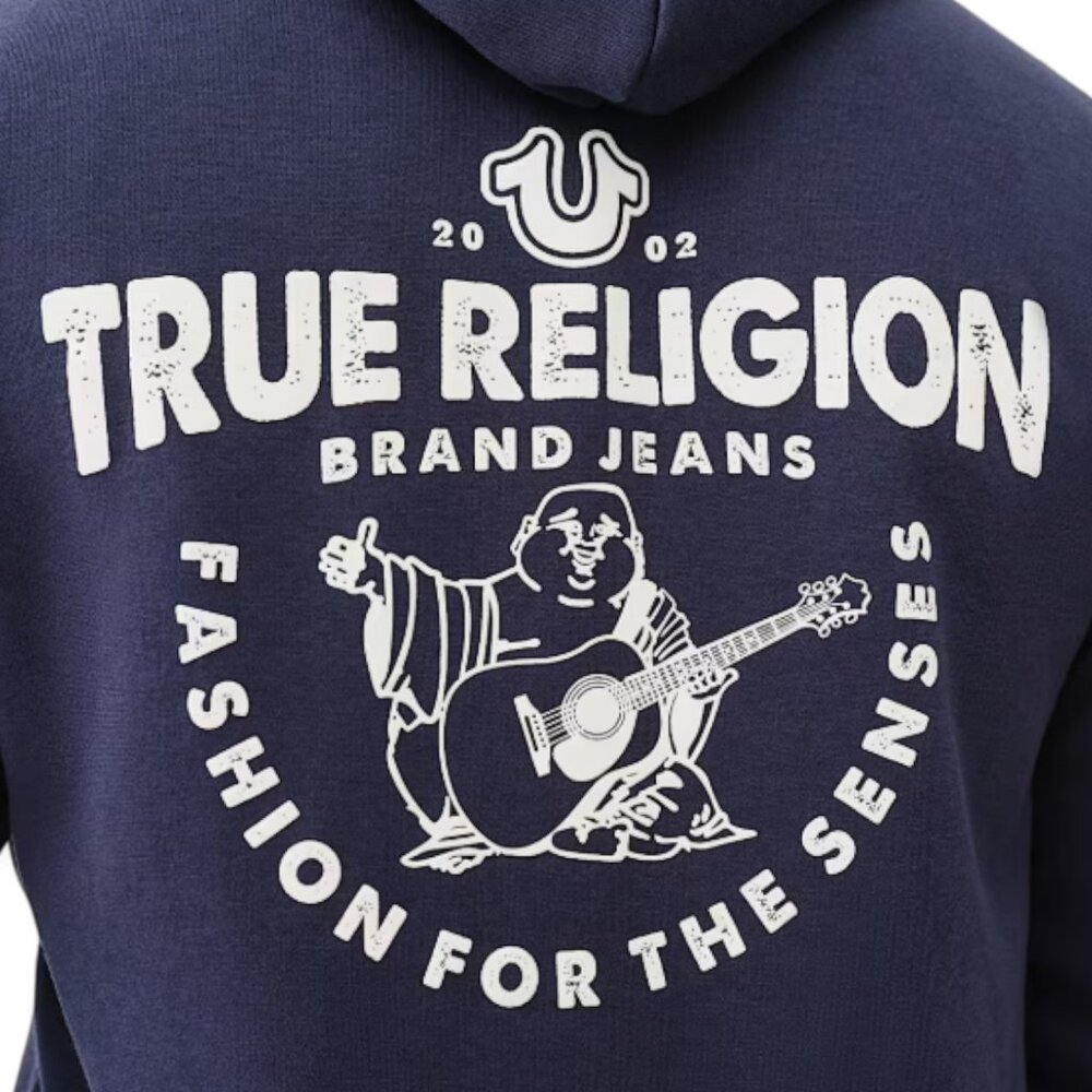 True Religion 2 PC Sweatsuit Men's Fleece Tracksuit Outfit Gift Set Navy Blue - Picture 5 of 16